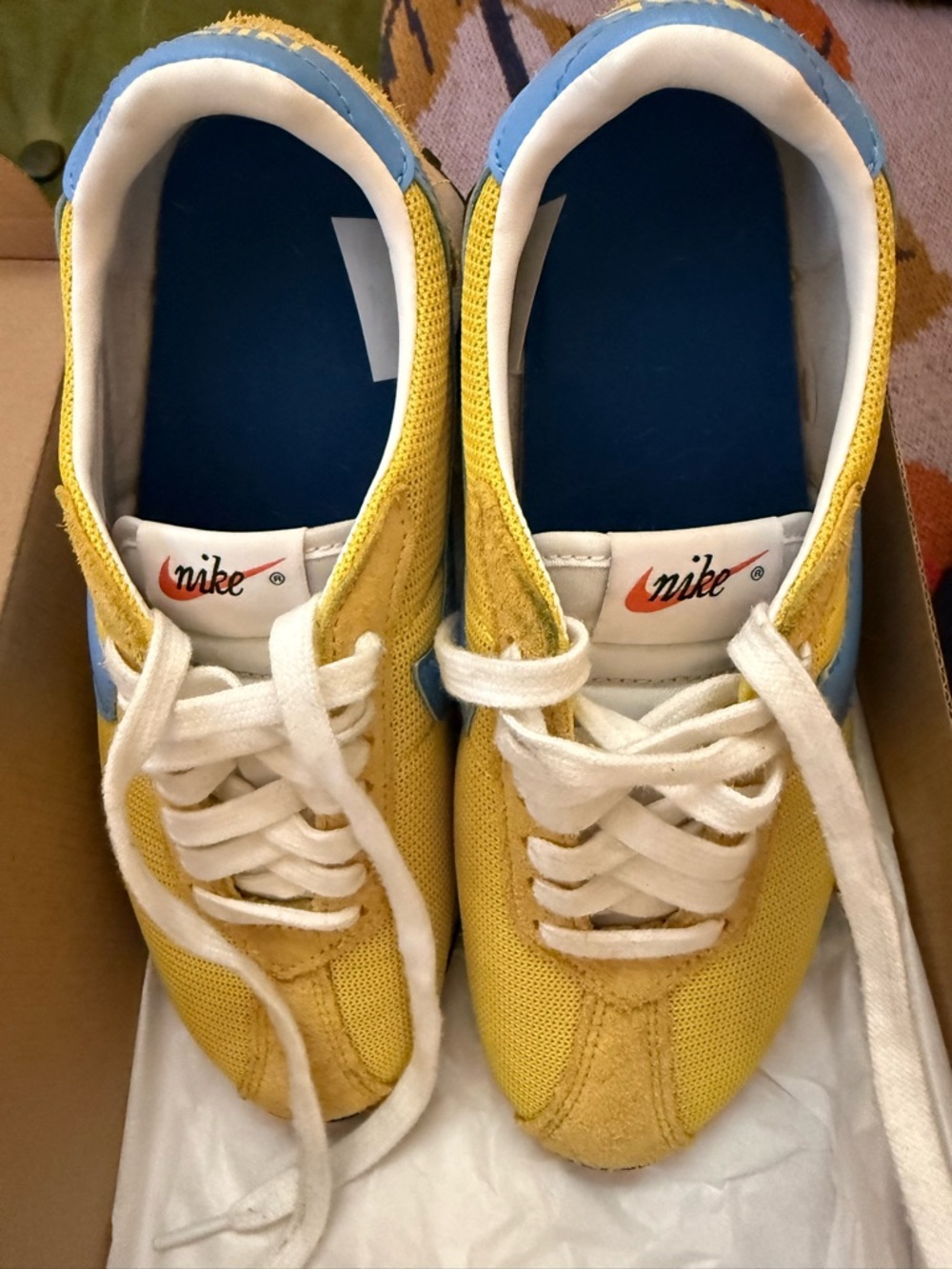 Nike Yellow and Blue Low-Top Sneakers